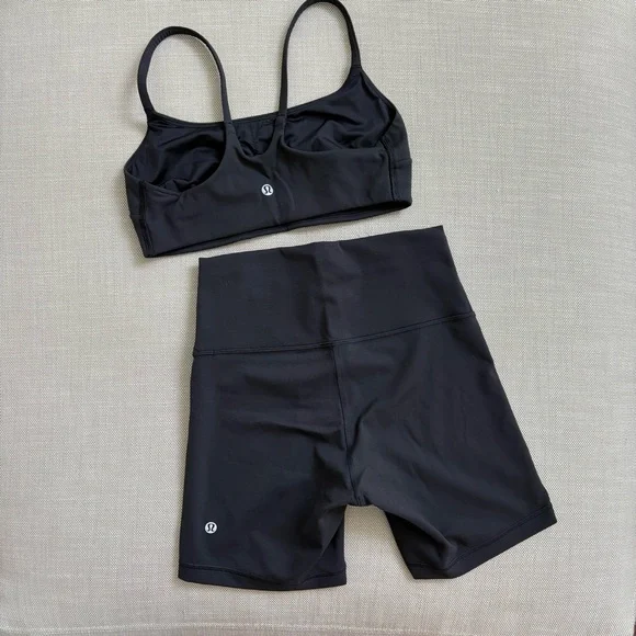 Lululemon Wunder Train High-Rise Biker Short & Strappy Racer Bra - Matching Set - Picture 2 of 3